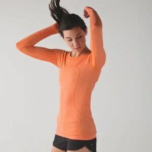 Lululemon Size 8 Swiflty Tech Long-sleeved Shirt Bright Orange